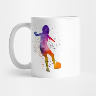 Woman footballer in watercolor Mug